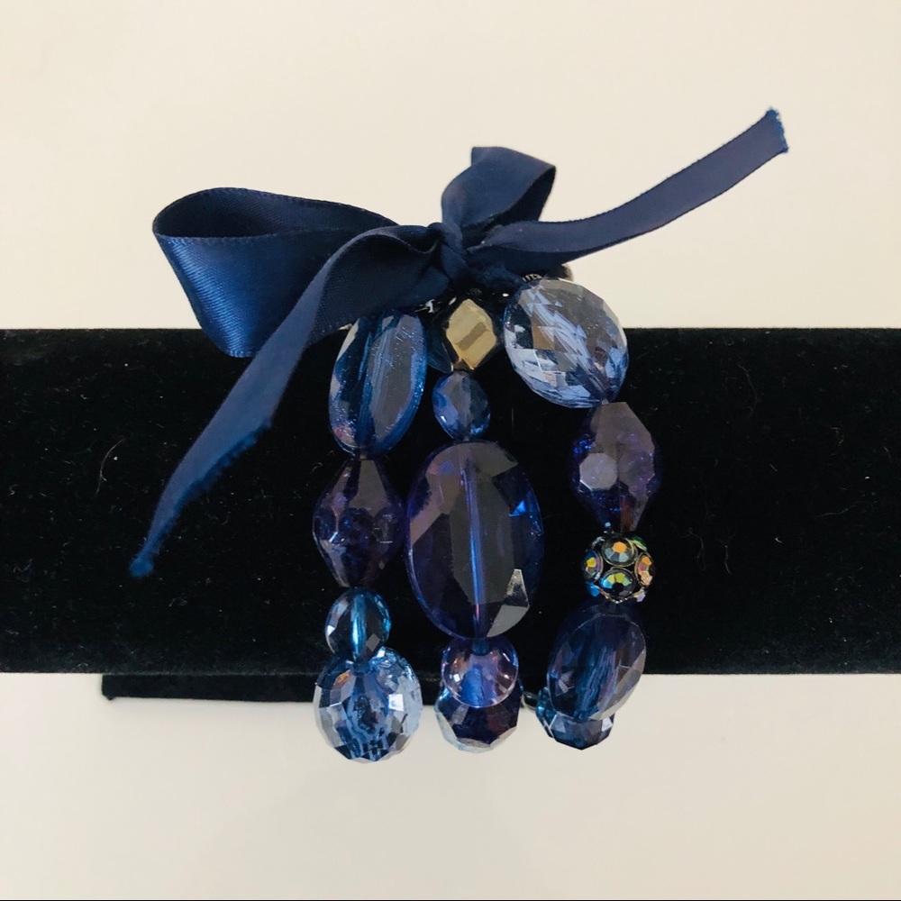 Set of Blue Beaded Bracelets